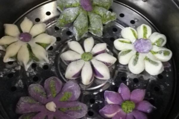 太阳花彩色馒头的做法图解9