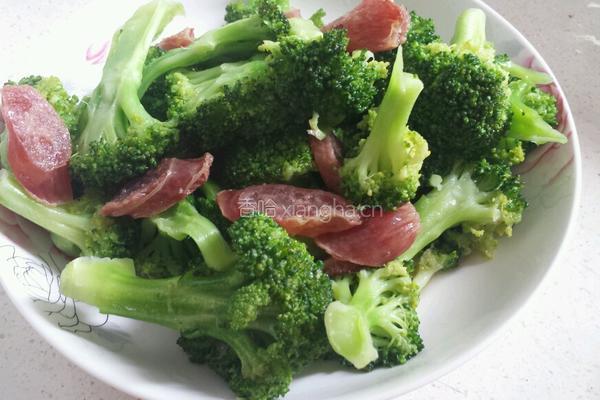 菜花炒腊肠的做法图解4