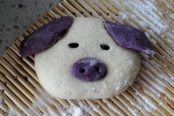 紫薯小猪豆沙包的做法图解14