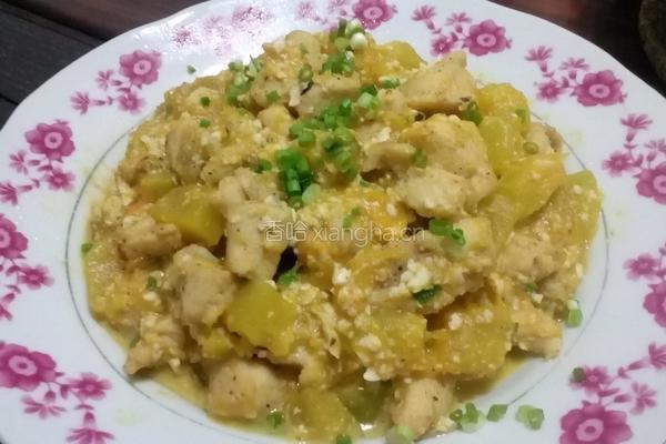 咸蛋南瓜炒鸡胸肉的做法图解12