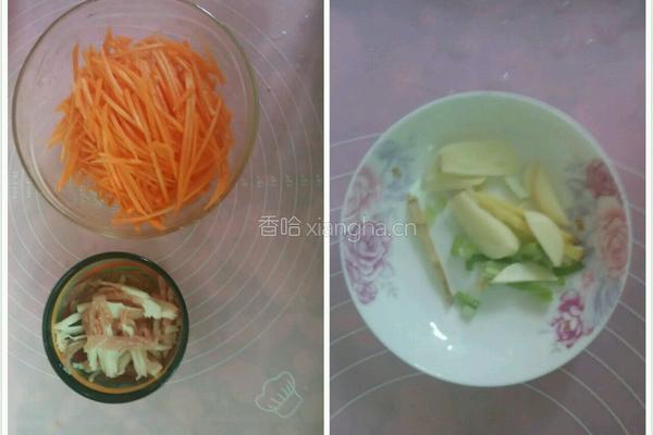胡萝卜炒肉丝的做法图解2