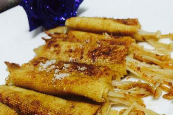 烧烤金针菇豆皮的做法图解6