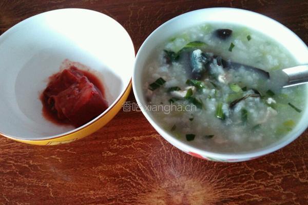 皮蛋瘦肉木耳菜粥的做法图解6