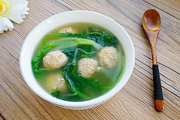 小白菜汆丸子汤的做法图解11