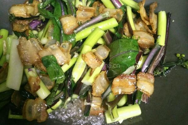 腊肉炒菜苔的做法图解4
