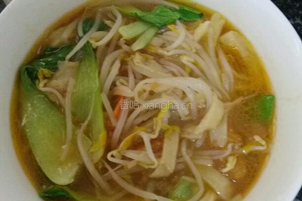 西红柿豆芽烩饼