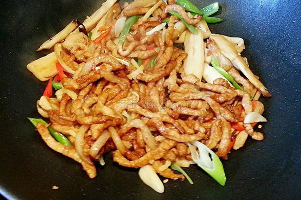 干煸肉丝杏鲍菇的做法图解7