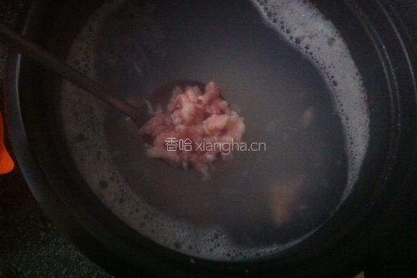 青菜瘦肉粥的做法图解3
