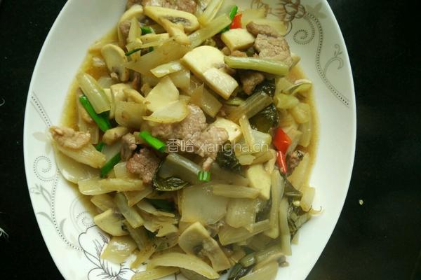 冬腌菜炒蘑菇的做法图解4