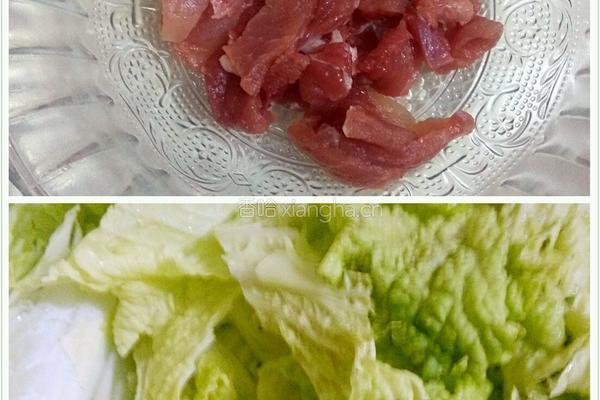 水煮白菜肉片的做法图解1