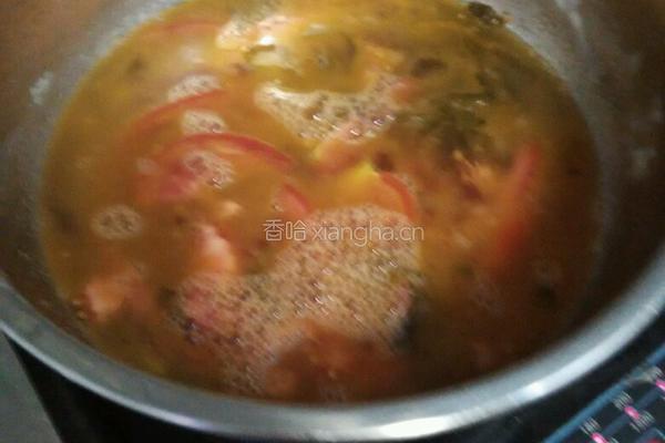 番茄酸菜鸡蛋汤面条的做法图解5