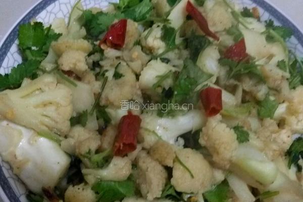 香菜炒菜花的做法图解5