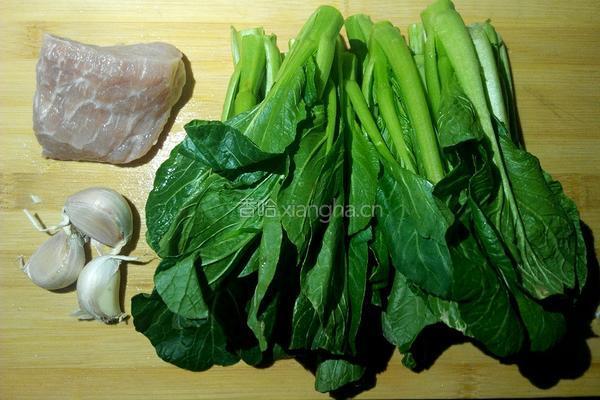 肉沫白灼菜心的做法图解1