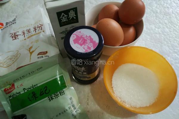 抹茶蓝莓蛋糕的做法图解1