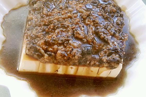 橄榄菜肉末蒸豆腐的做法图解6