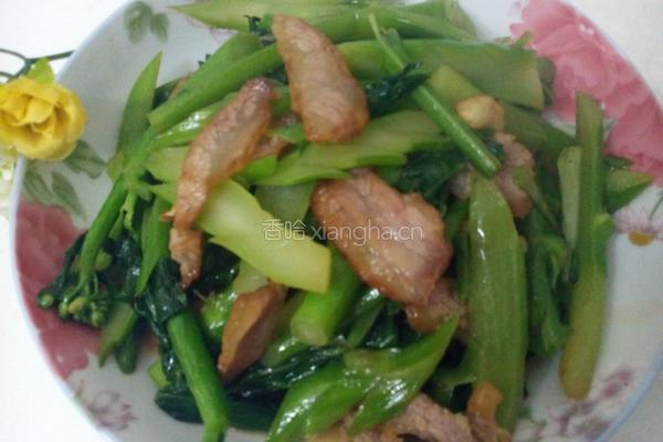 腊肉炒芥兰的做法图解11