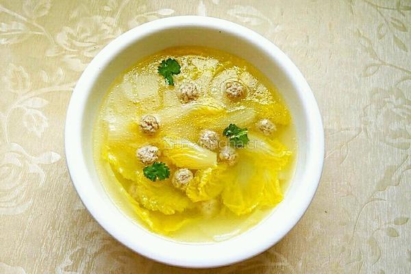 娃娃菜丸子汤的做法图解11
