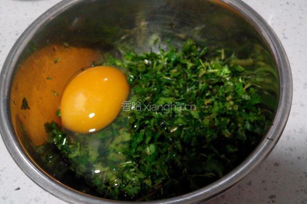 香菜鹅蛋饼(冬至偏方)的做法图解3