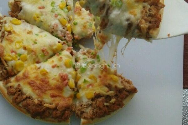 金枪鱼肉松披萨的做法图解11