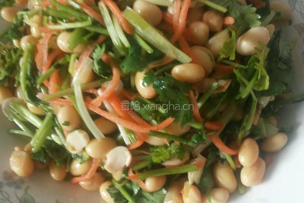 香菜胡萝卜拌黄豆的做法图解6