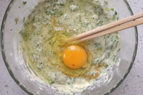 芹菜叶子鸡蛋饼的做法图解6