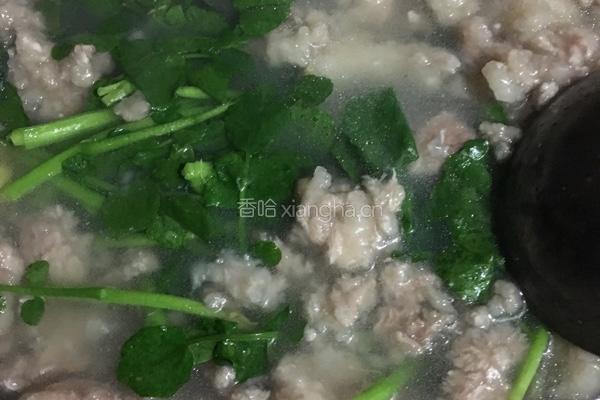 滑肉煮西洋菜的做法图解3