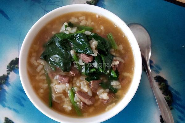 菠菜鸡肝粥