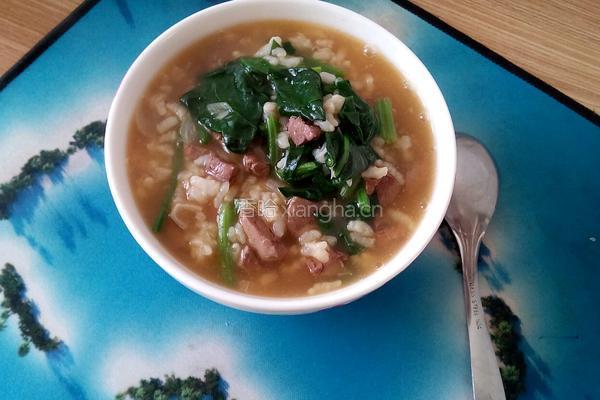 菠菜鸡肝粥的做法图解6