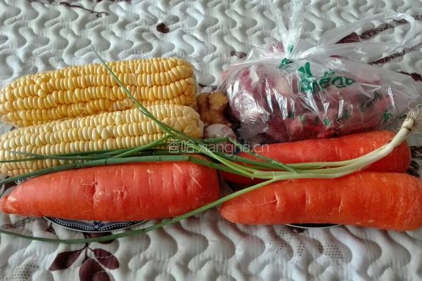 胡萝卜玉米排骨砂锅的做法图解1