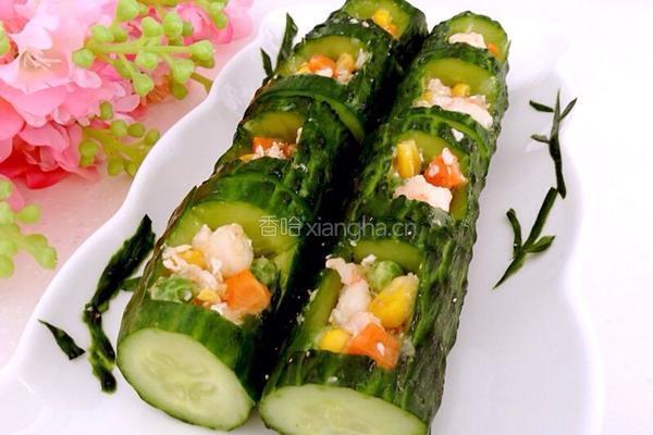 节节高升 黄瓜酿虾仁时蔬的做法图解17