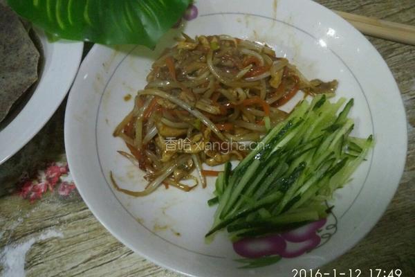 黑米卷饼-鸡丝豆芽馅的做法图解12