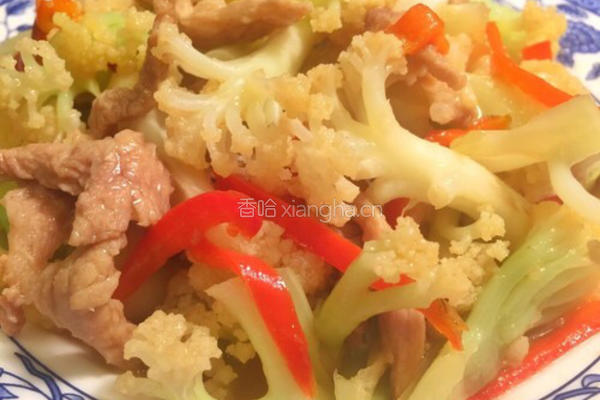 有机花菜炒肉的做法图解14