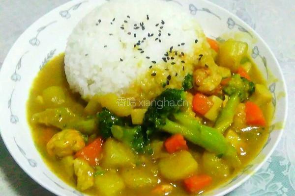 虾仁咖喱饭