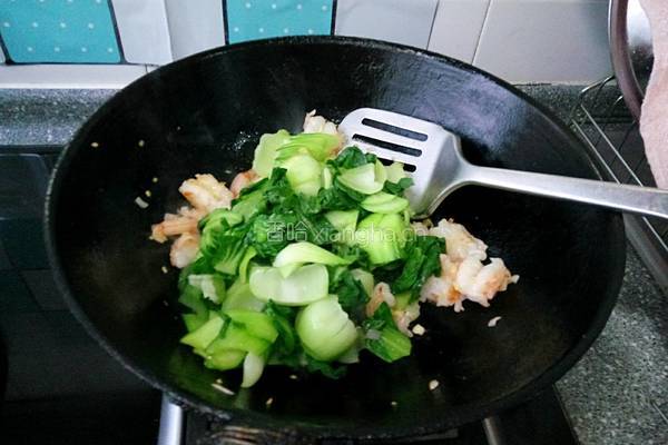 清炒虾仁油菜的做法图解6