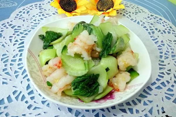 清炒虾仁油菜的做法图解8
