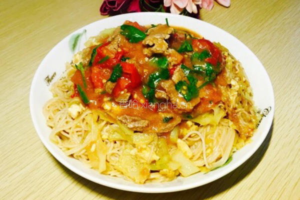 湿炒番茄牛肉米粉的做法图解16