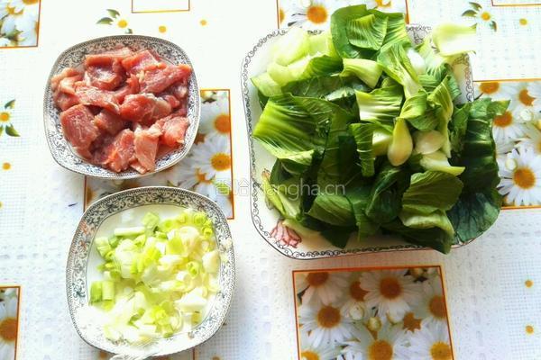 油菜熘肉片的做法图解1