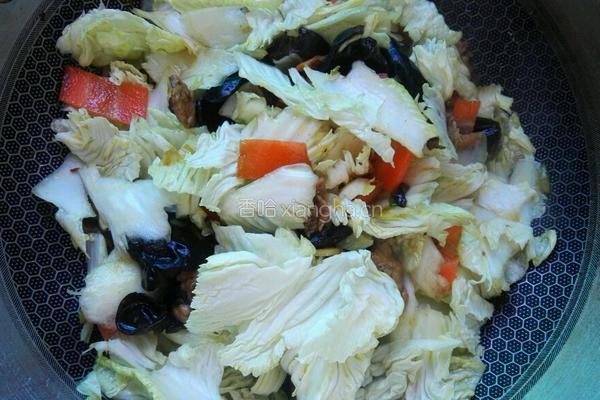 白菜木耳炒肉片的做法图解5