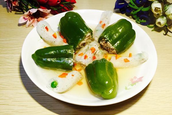 竹荪青椒酿的做法图解7