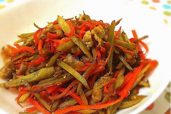 牛蒡胡萝卜丝炒肉丁的做法图解6