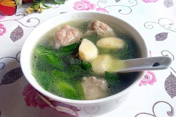 豆苗大蒜肉丸汤的做法图解9