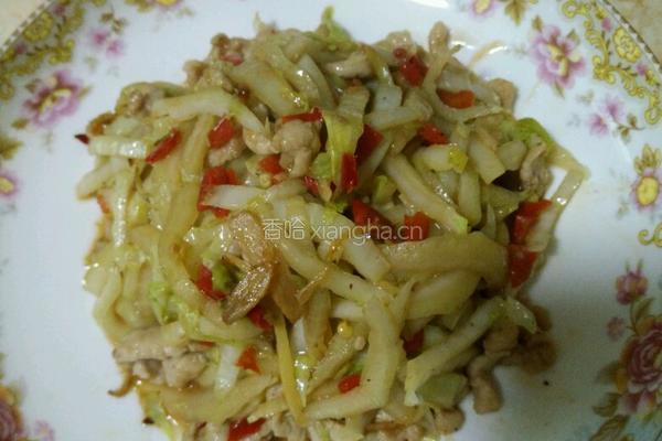 剁椒炒白菜干肉丝的做法图解8