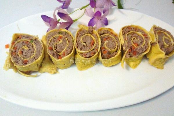 黄金鸡蛋肉卷的做法图解15