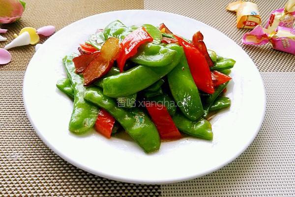 荷兰豆炒腊肉的做法图解8