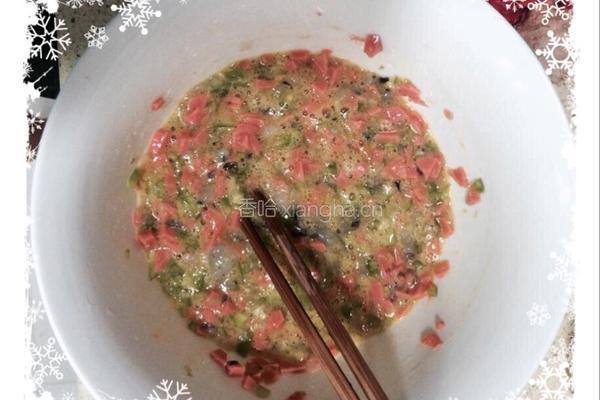 青椒火腿虾仁鸡蛋饼的做法图解2
