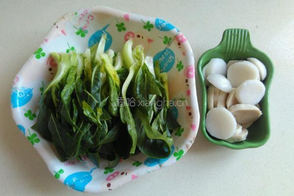 菜心丸子汤的做法图解2