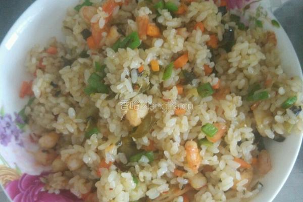 虾子和萝卜辣椒腌菜炒饭的做法图解10