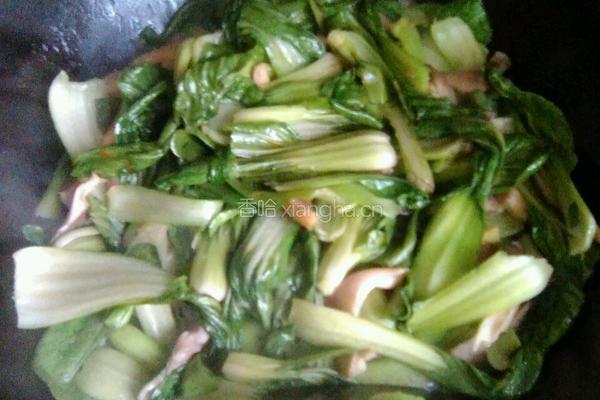 青菜炒蘑菇的做法图解3