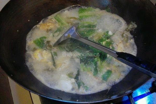 酸菜莴笋叶子蛋汤的做法图解6