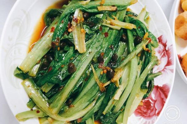 豆豉炒油麦菜的做法图解7